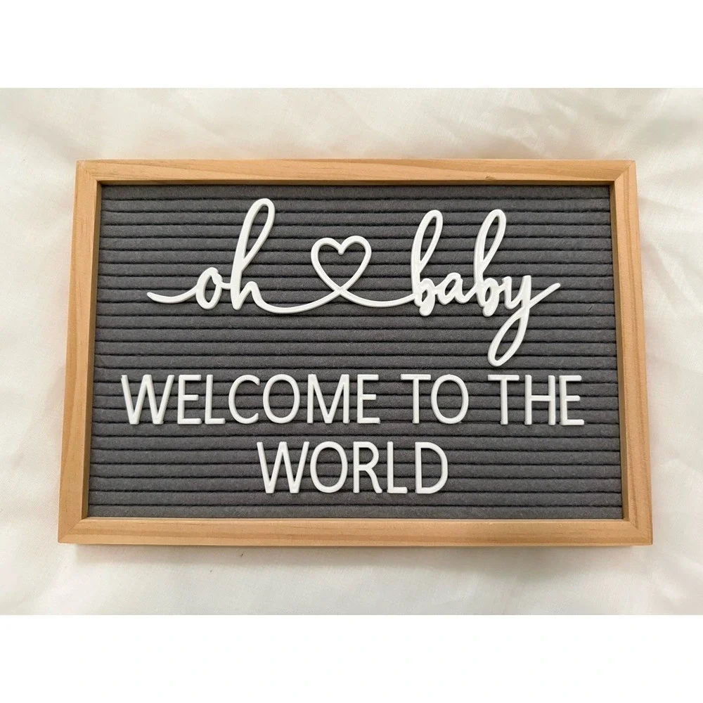 Oh Baby Welcome to the World Felt Sign Photo Prop Baby Shower Nursery Decor